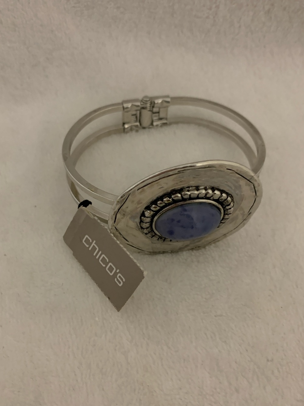 Chico's Silver-Tone Bracelet with Lavender Blue Cabochon